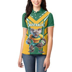 Custom Australia Rugby Women Polo Shirt Koala Mascot Sporty Style - Aussie Hoodie