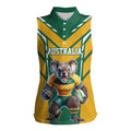 Custom Australia Rugby Women Sleeveless Polo Shirt Koala Mascot Sporty Style - Aussie Hoodie