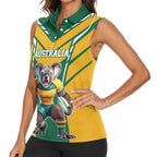 Custom Australia Rugby Women Sleeveless Polo Shirt Koala Mascot Sporty Style - Aussie Hoodie