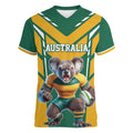 Custom Australia Rugby Women V-Neck T-Shirt Koala Mascot Sporty Style - Aussie Hoodie