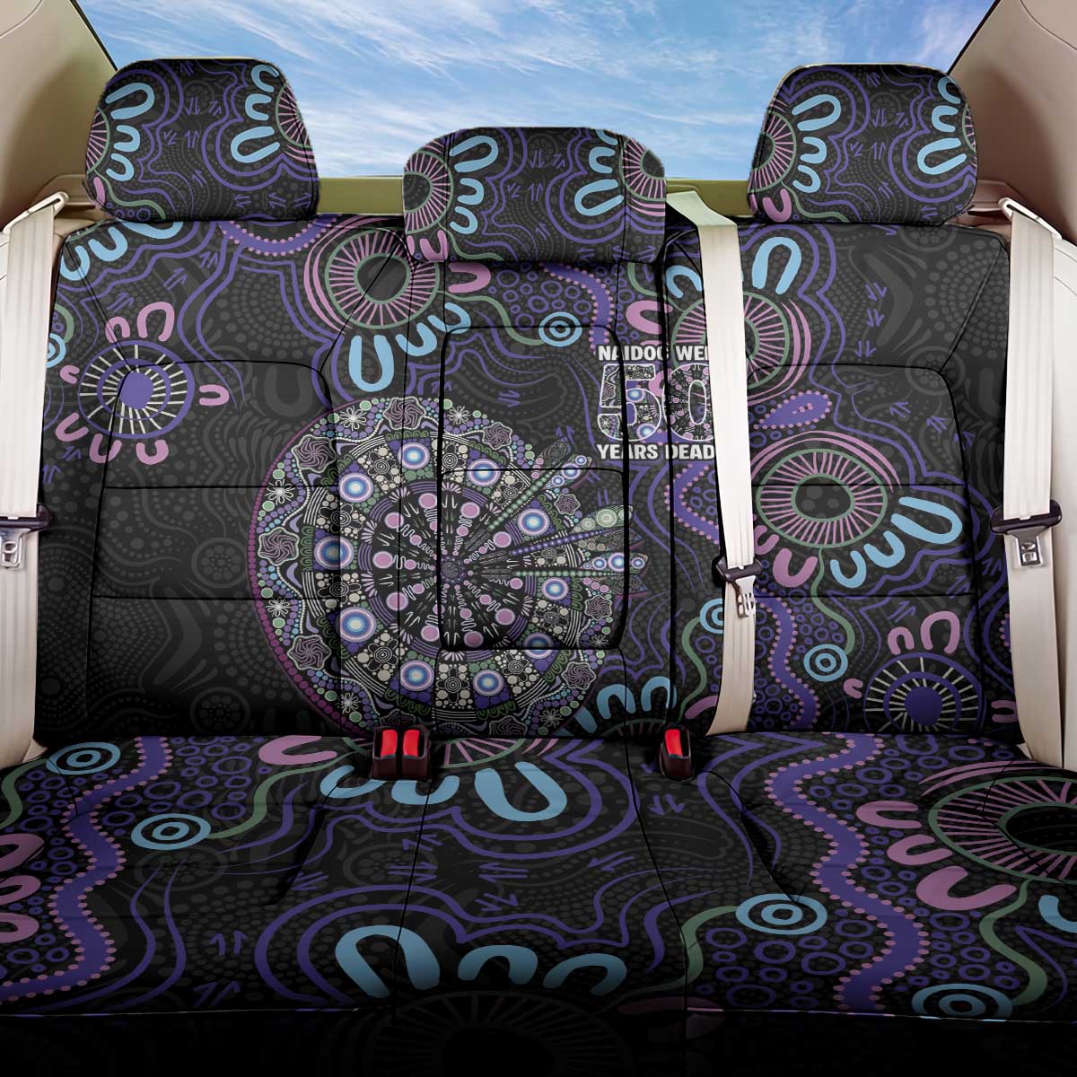 First Nations Darts NAIDOC 2026 Back Car Seat Cover Aboriginal Dot Art