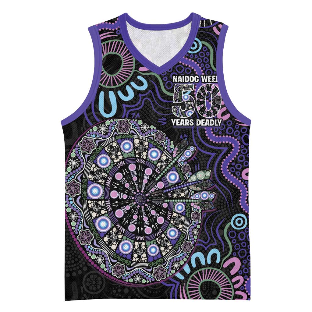 First Nations Darts NAIDOC 2026 Basketball Jersey Aboriginal Dot Art