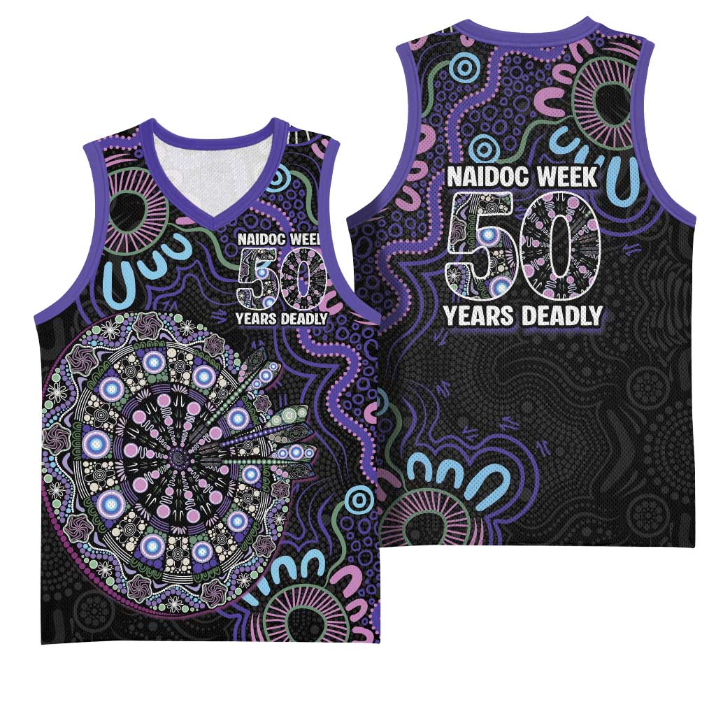 First Nations Darts NAIDOC 2026 Basketball Jersey Aboriginal Dot Art