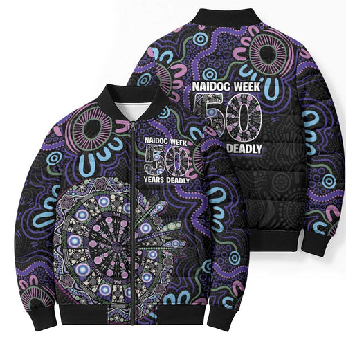 First Nations Darts NAIDOC 2026 Bomber Puffer Jacket Aboriginal Dot Art