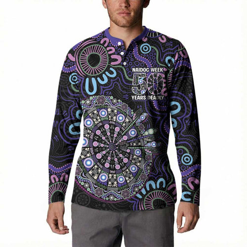 First Nations Darts NAIDOC 2026 Button Sweatshirt Aboriginal Dot Art