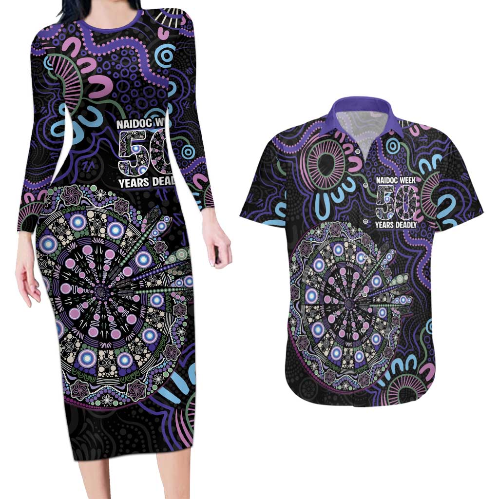 First Nations Darts NAIDOC 2026 Couples Matching Long Sleeve Bodycon Dress and Hawaiian Shirt Aboriginal Dot Art