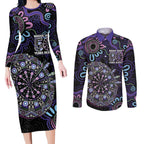 First Nations Darts NAIDOC 2026 Couples Matching Long Sleeve Bodycon Dress and Long Sleeve Button Shirt Aboriginal Dot Art