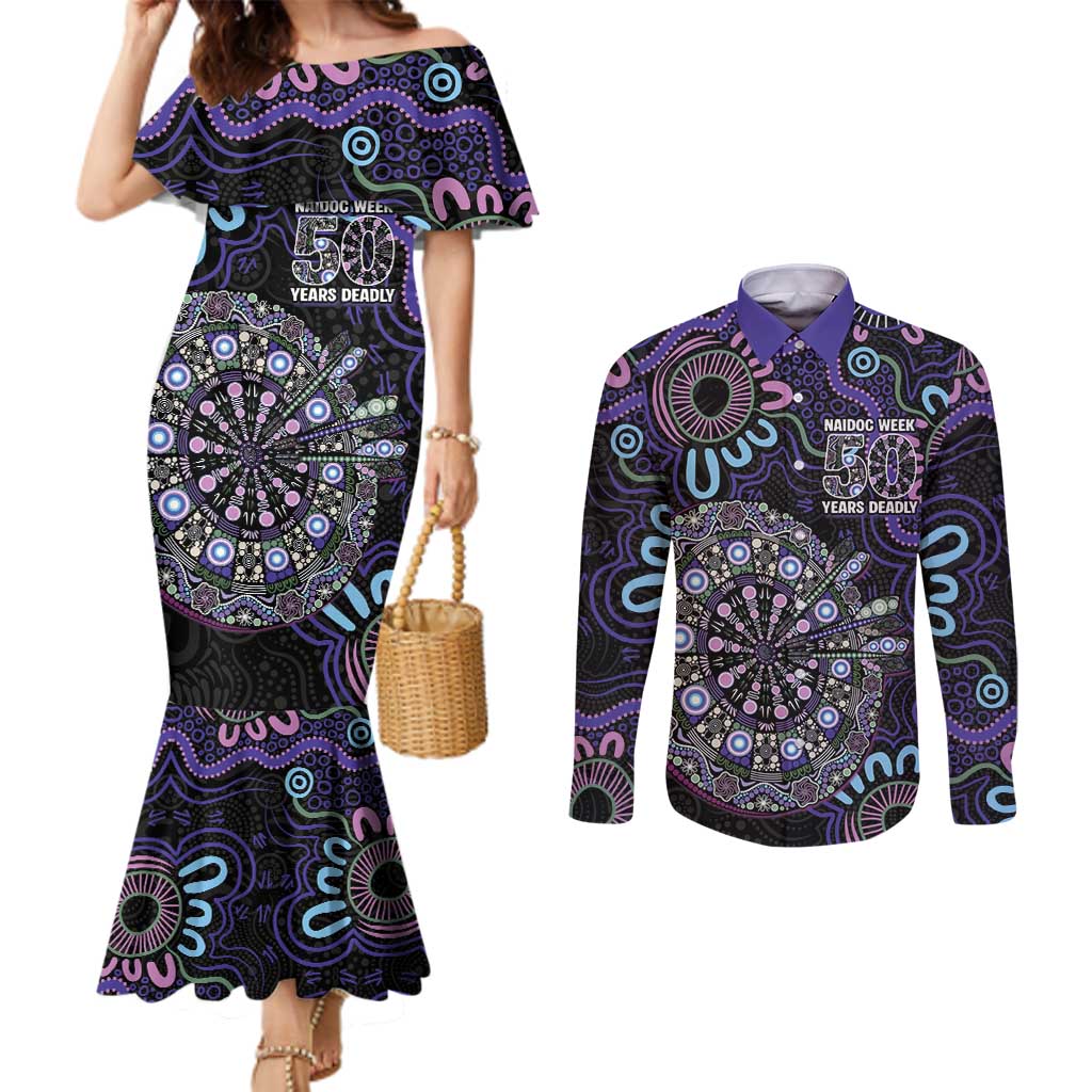 First Nations Darts NAIDOC 2026 Couples Matching Mermaid Dress and Long Sleeve Button Shirt Aboriginal Dot Art
