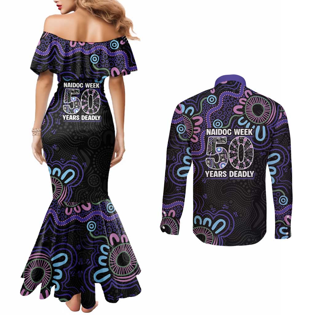 First Nations Darts NAIDOC 2026 Couples Matching Mermaid Dress and Long Sleeve Button Shirt Aboriginal Dot Art