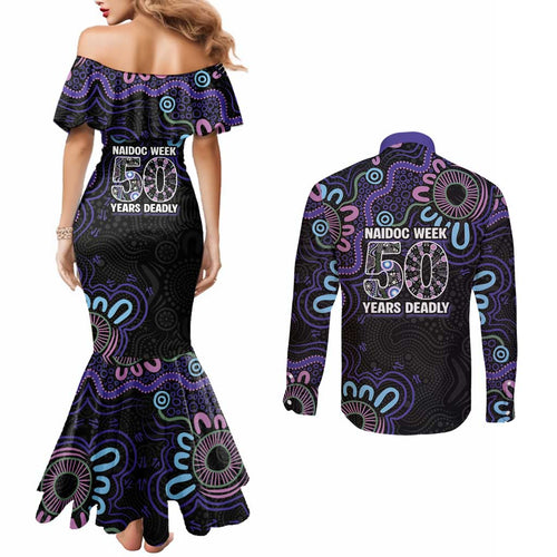 First Nations Darts NAIDOC 2026 Couples Matching Mermaid Dress and Long Sleeve Button Shirt Aboriginal Dot Art