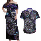 First Nations Darts NAIDOC 2026 Couples Matching Off Shoulder Maxi Dress and Hawaiian Shirt Aboriginal Dot Art