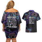 First Nations Darts NAIDOC 2026 Couples Matching Off Shoulder Short Dress and Hawaiian Shirt Aboriginal Dot Art