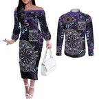 First Nations Darts NAIDOC 2026 Couples Matching Off The Shoulder Long Sleeve Dress and Long Sleeve Button Shirt Aboriginal Dot Art