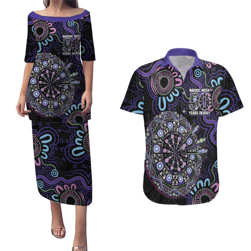 First Nations Darts NAIDOC 2026 Couples Matching Puletasi and Hawaiian Shirt Aboriginal Dot Art
