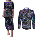 First Nations Darts NAIDOC 2026 Couples Matching Puletasi and Long Sleeve Button Shirt Aboriginal Dot Art