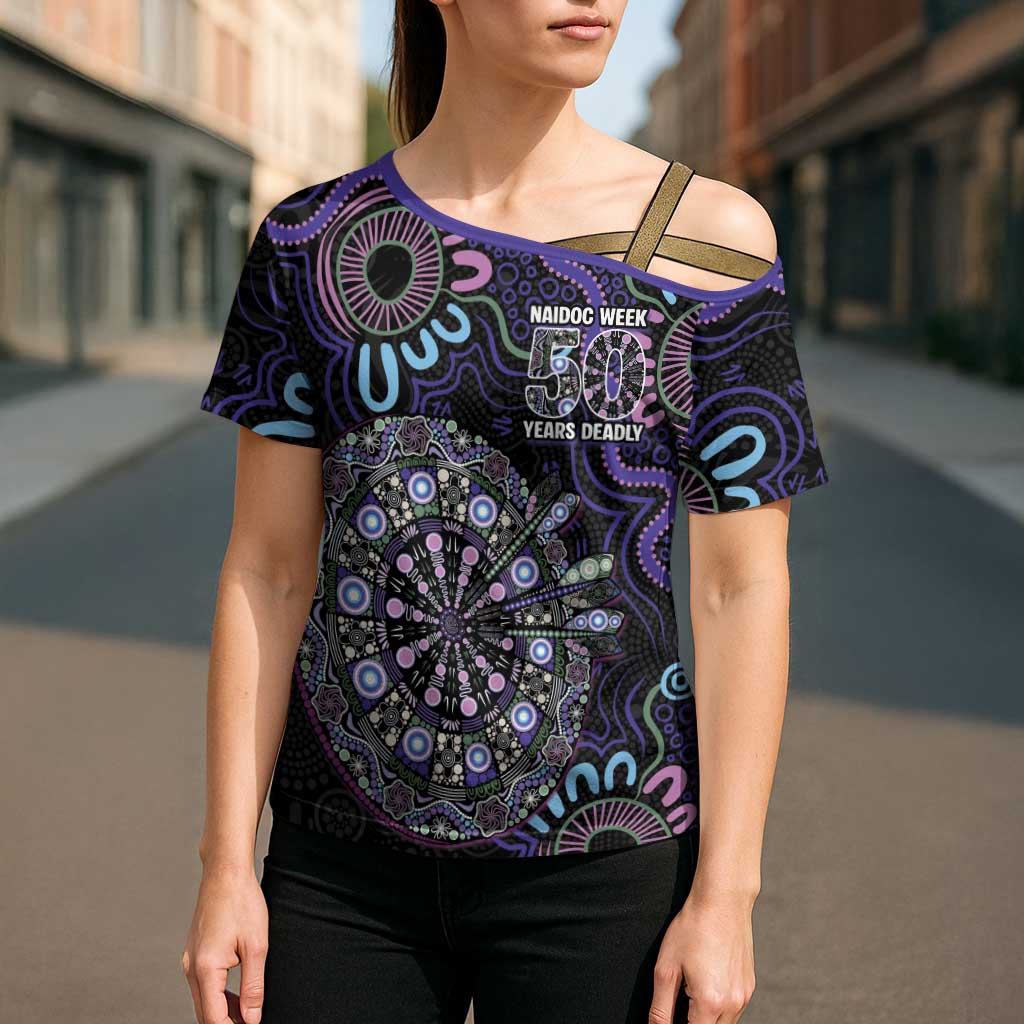 First Nations Darts NAIDOC 2026 Cross Shoulder Shirt Aboriginal Dot Art