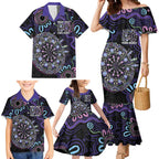 First Nations Darts NAIDOC 2026 Family Matching Mermaid Dress and Hawaiian Shirt Aboriginal Dot Art