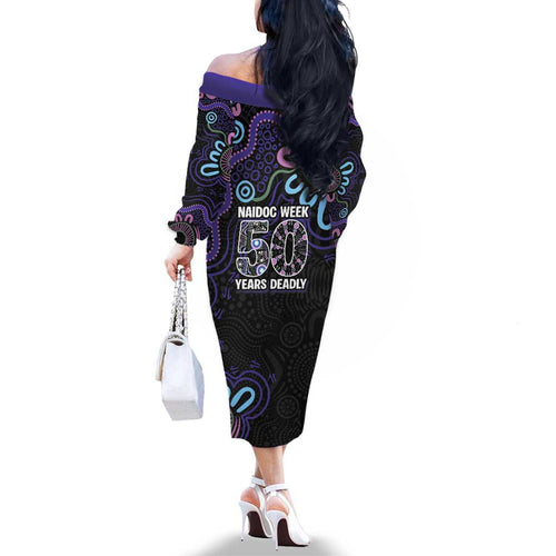 First Nations Darts NAIDOC 2026 Family Matching Off The Shoulder Long Sleeve Dress and Hawaiian Shirt Aboriginal Dot Art