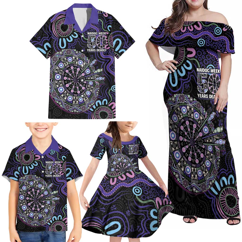 First Nations Darts NAIDOC 2026 Family Matching Off Shoulder Maxi Dress and Hawaiian Shirt Aboriginal Dot Art