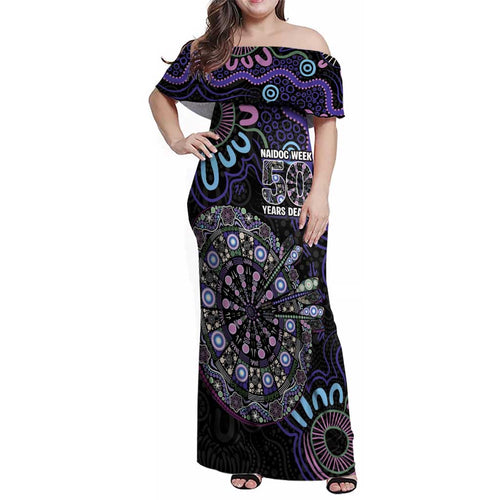 First Nations Darts NAIDOC 2026 Family Matching Off Shoulder Maxi Dress and Hawaiian Shirt Aboriginal Dot Art