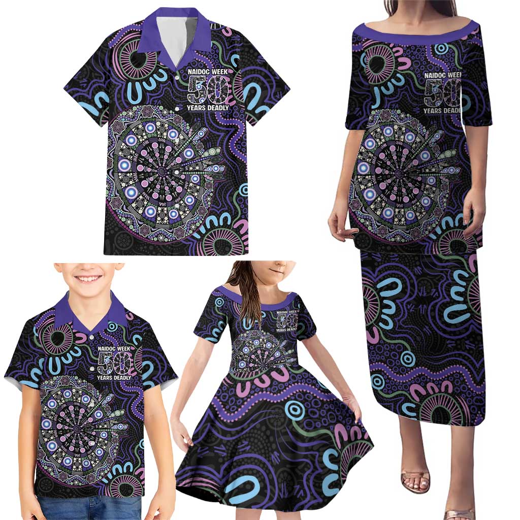 First Nations Darts NAIDOC 2026 Family Matching Puletasi and Hawaiian Shirt Aboriginal Dot Art