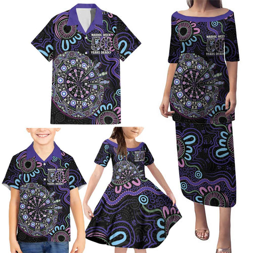 First Nations Darts NAIDOC 2026 Family Matching Puletasi and Hawaiian Shirt Aboriginal Dot Art