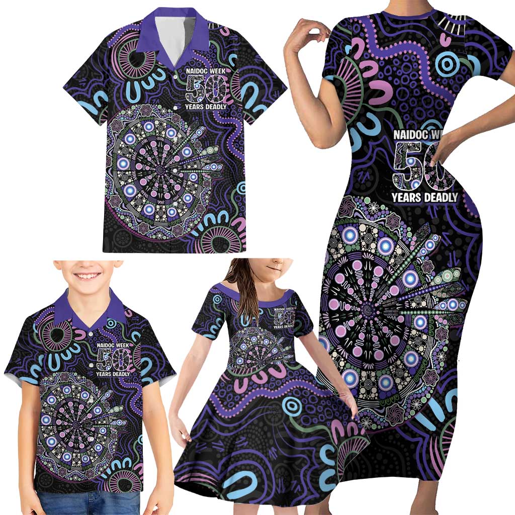 First Nations Darts NAIDOC 2026 Family Matching Short Sleeve Bodycon Dress and Hawaiian Shirt Aboriginal Dot Art