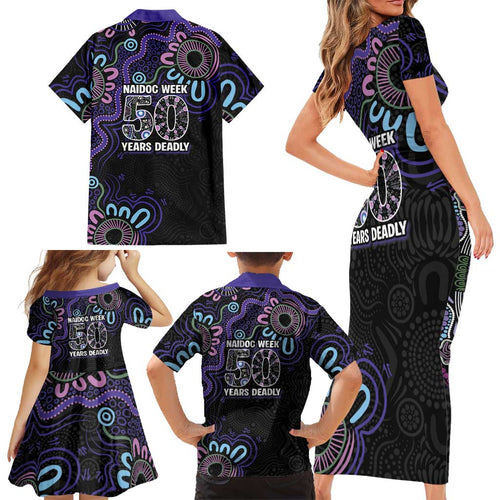 First Nations Darts NAIDOC 2026 Family Matching Short Sleeve Bodycon Dress and Hawaiian Shirt Aboriginal Dot Art