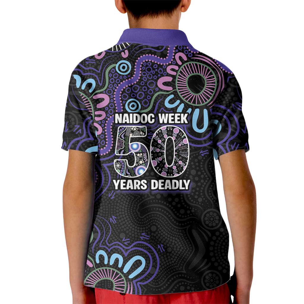 First Nations Darts NAIDOC 2026 Kid Polo Shirt Aboriginal Dot Art