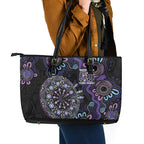 First Nations Darts NAIDOC 2026 Leather Tote Bag Aboriginal Dot Art