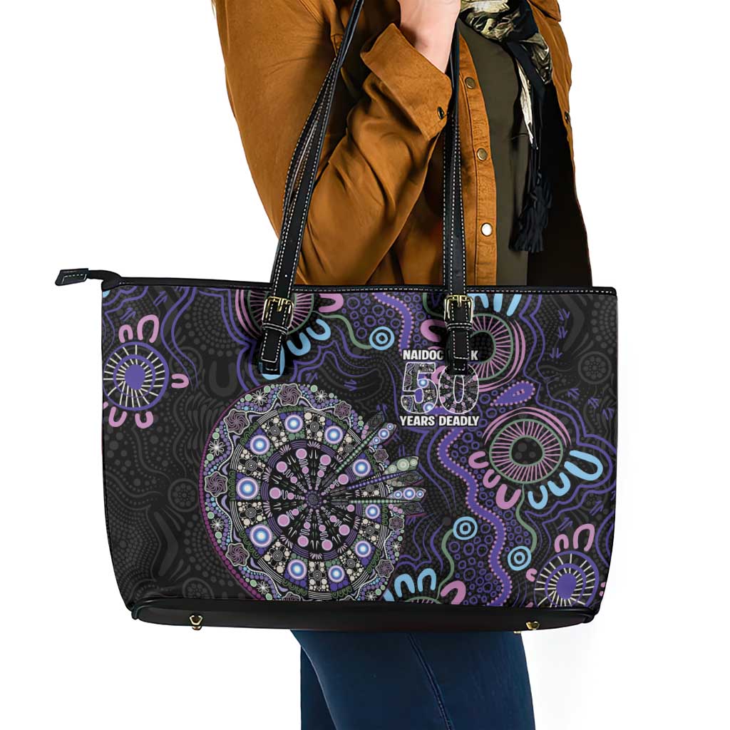 First Nations Darts NAIDOC 2026 Leather Tote Bag Aboriginal Dot Art