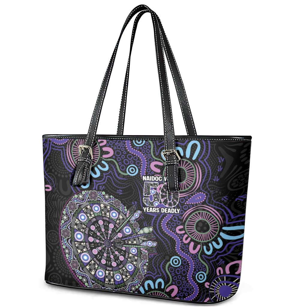 First Nations Darts NAIDOC 2026 Leather Tote Bag Aboriginal Dot Art