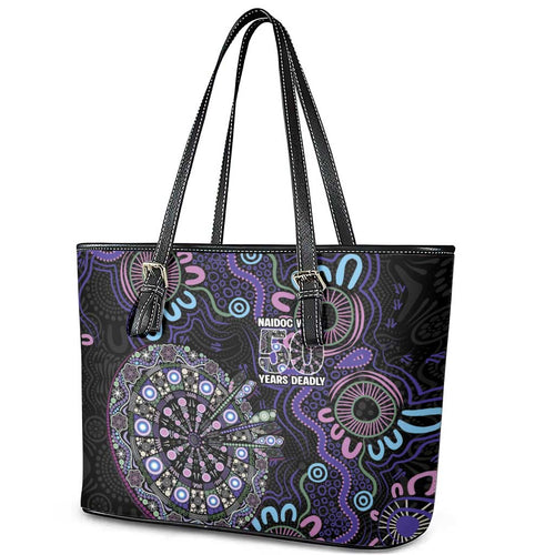 First Nations Darts NAIDOC 2026 Leather Tote Bag Aboriginal Dot Art