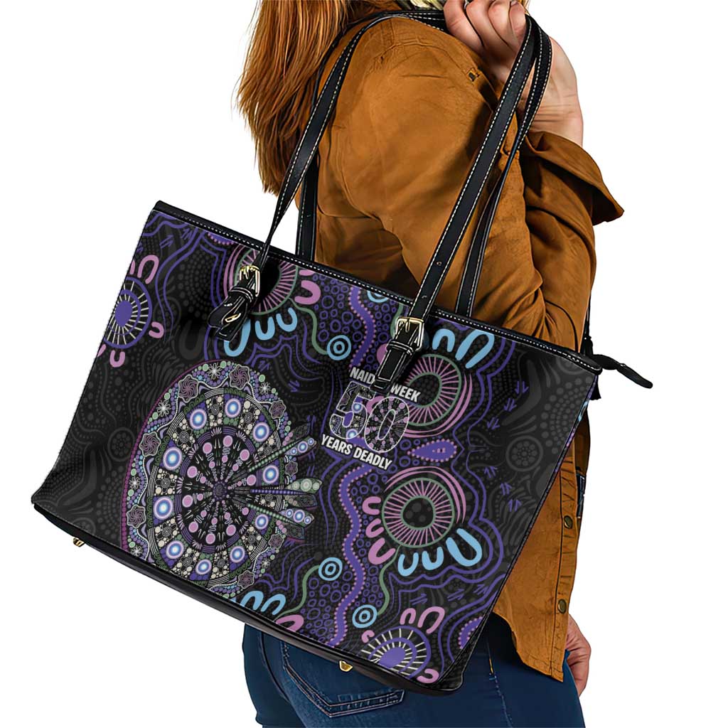 First Nations Darts NAIDOC 2026 Leather Tote Bag Aboriginal Dot Art