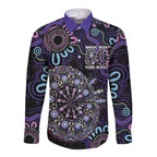 First Nations Darts NAIDOC 2026 Long Sleeve Button Shirt Aboriginal Dot Art