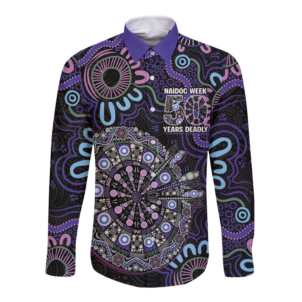 First Nations Darts NAIDOC 2026 Long Sleeve Button Shirt Aboriginal Dot Art