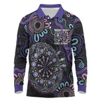 First Nations Darts NAIDOC 2026 Long Sleeve Polo Shirt Aboriginal Dot Art
