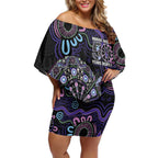 First Nations Darts NAIDOC 2026 Off Shoulder Short Dress Aboriginal Dot Art