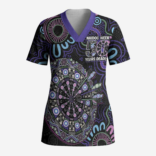 First Nations Darts NAIDOC 2026 Scrub Top Aboriginal Dot Art