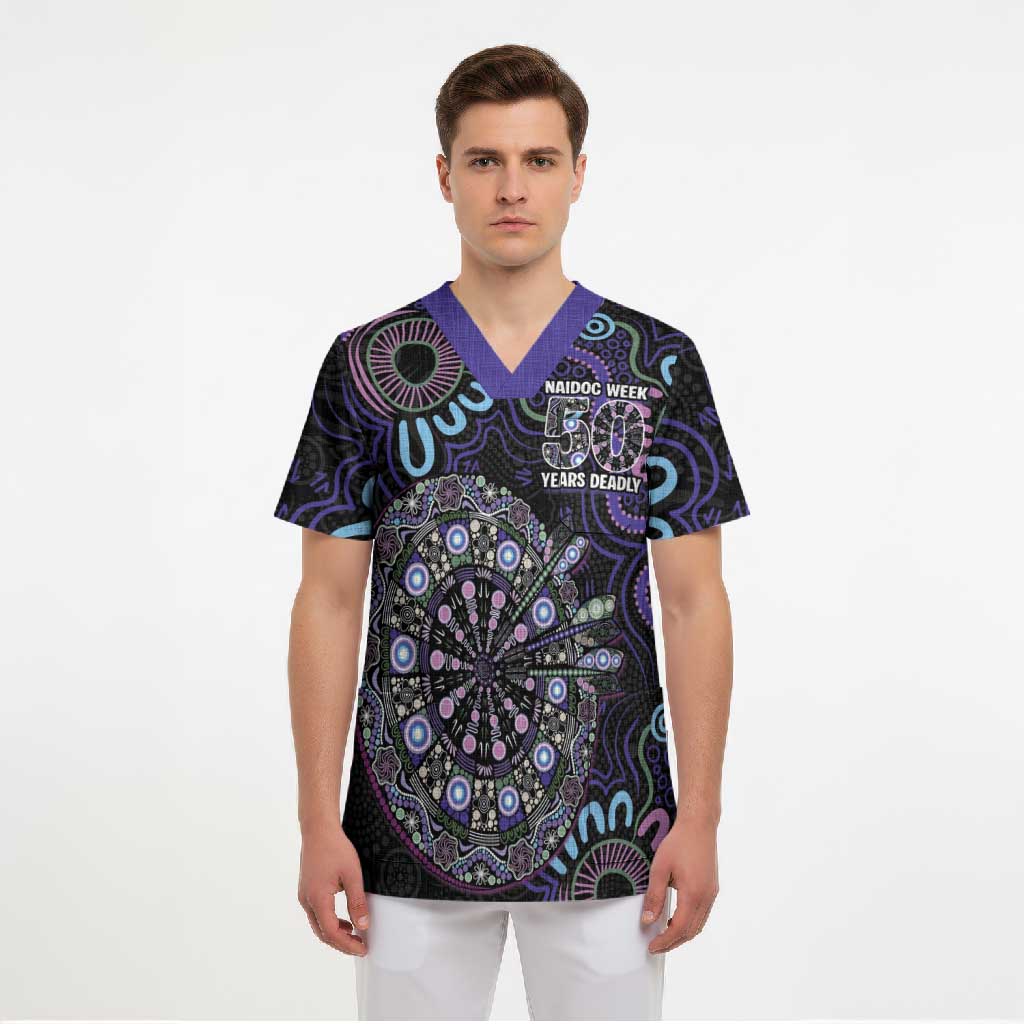 First Nations Darts NAIDOC 2026 Scrub Top Aboriginal Dot Art