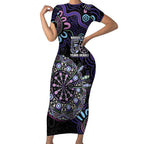 First Nations Darts NAIDOC 2026 Short Sleeve Bodycon Dress Aboriginal Dot Art