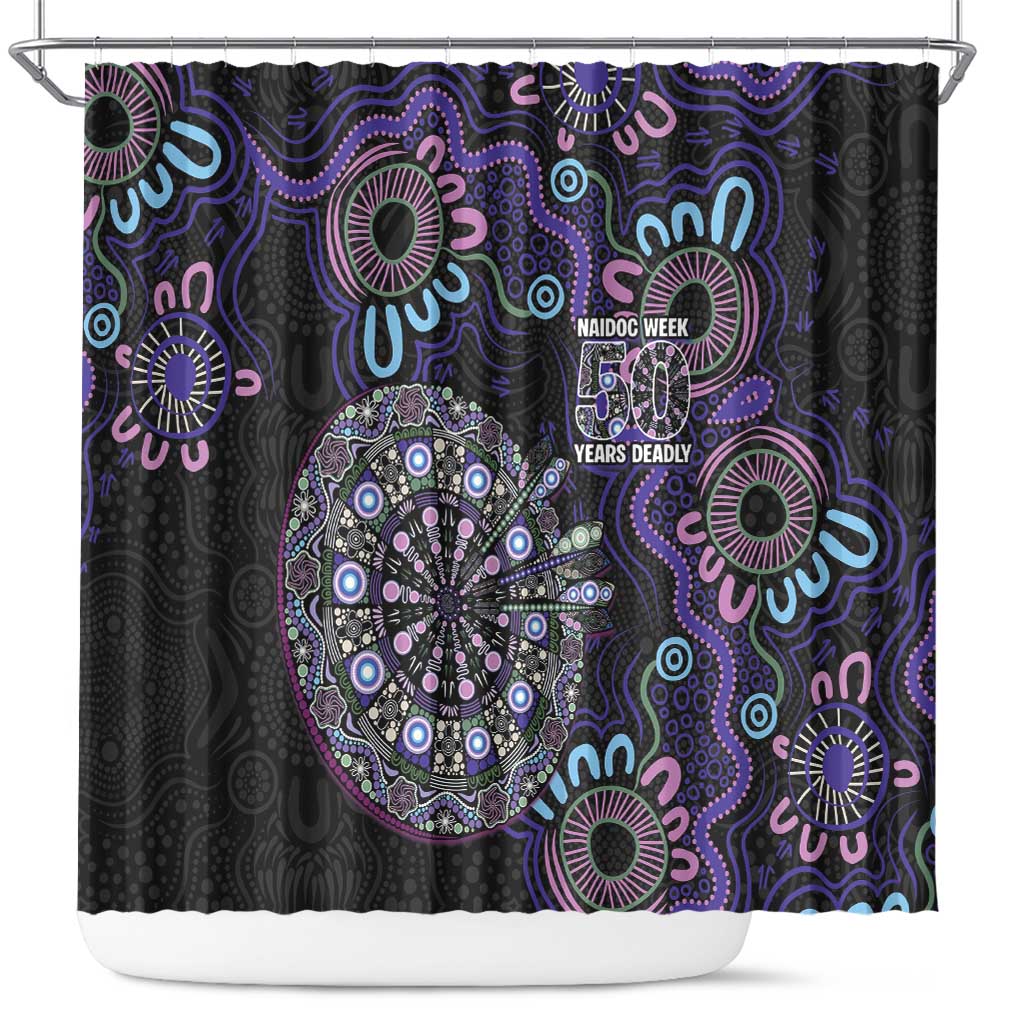 First Nations Darts NAIDOC 2026 Shower Curtain Aboriginal Dot Art