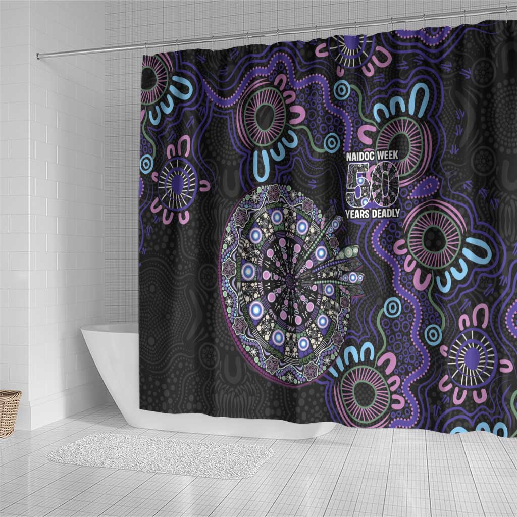 First Nations Darts NAIDOC 2026 Shower Curtain Aboriginal Dot Art