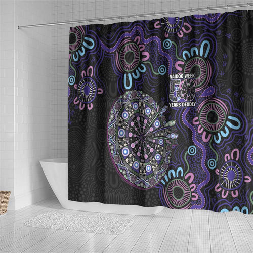 First Nations Darts NAIDOC 2026 Shower Curtain Aboriginal Dot Art