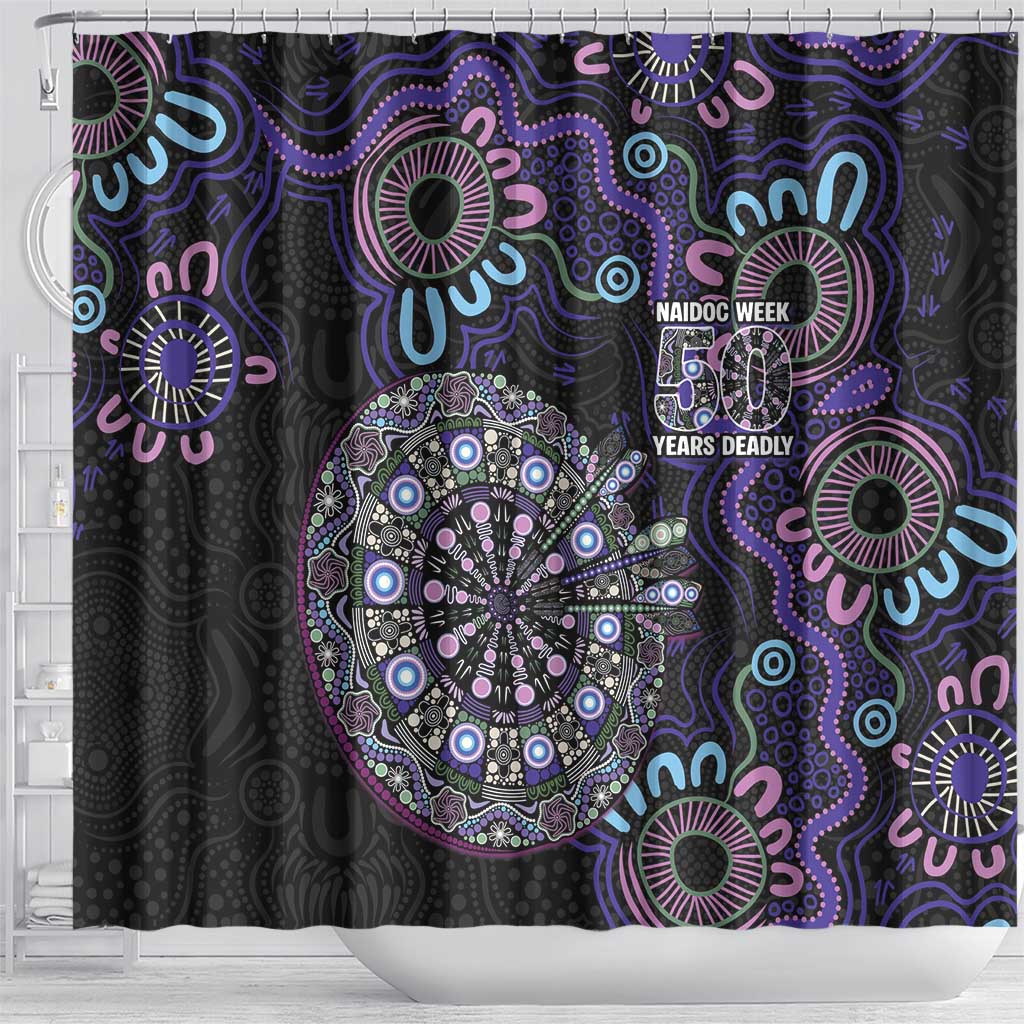 First Nations Darts NAIDOC 2026 Shower Curtain Aboriginal Dot Art