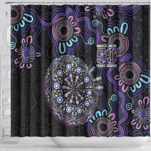 First Nations Darts NAIDOC 2026 Shower Curtain Aboriginal Dot Art