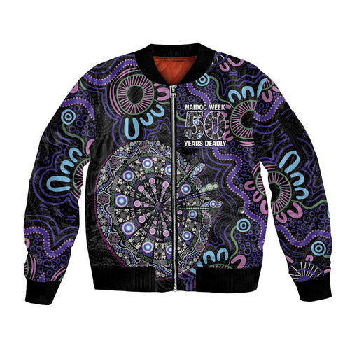 First Nations Darts NAIDOC 2026 Sleeve Zip Bomber Jacket Aboriginal Dot Art