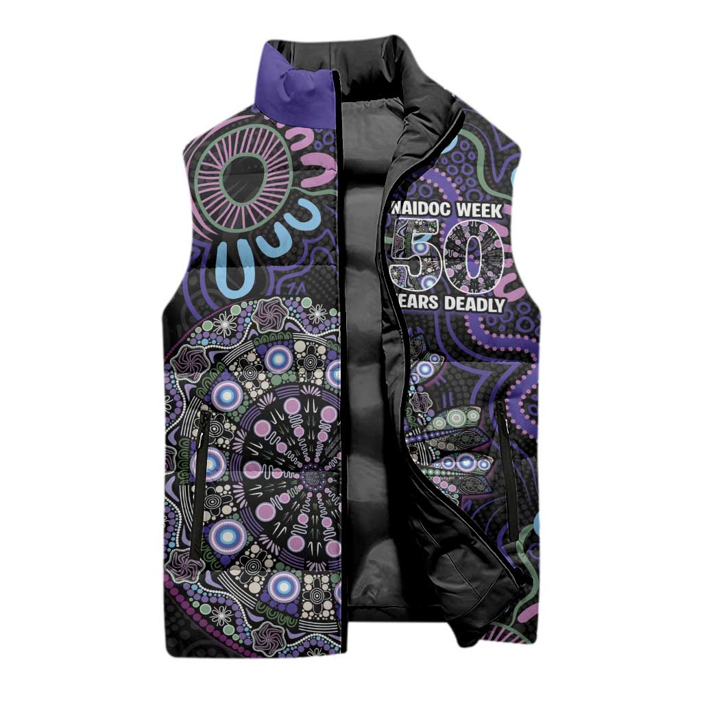 First Nations Darts NAIDOC 2026 Sleeveless Puffer Jacket Aboriginal Dot Art