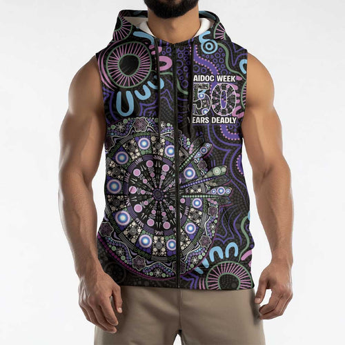 First Nations Darts NAIDOC 2026 Sleeveless Zip Hoodie Aboriginal Dot Art