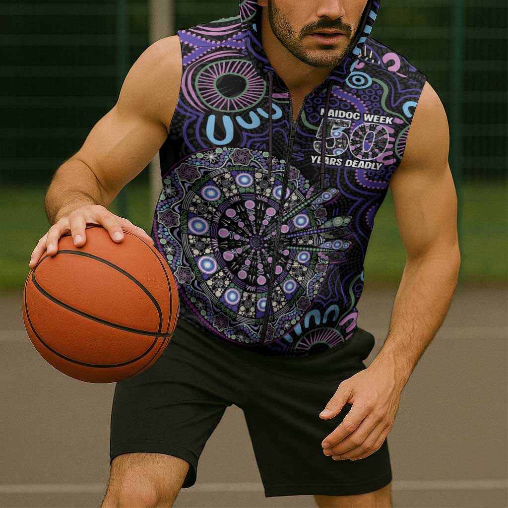 First Nations Darts NAIDOC 2026 Sleeveless Zip Hoodie Aboriginal Dot Art